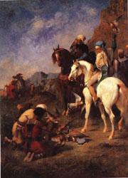 Eugene Fromentin Falcon Hunting in Algeria;The Quarry Norge oil painting art